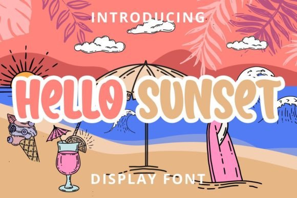 Hello Sunset: A Vibrant Display Font for Handmade Labels, Invitations, and More